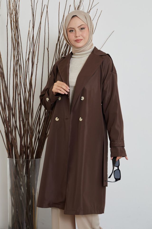 Reglan Kol Apolet Detay Trenç-Kahve