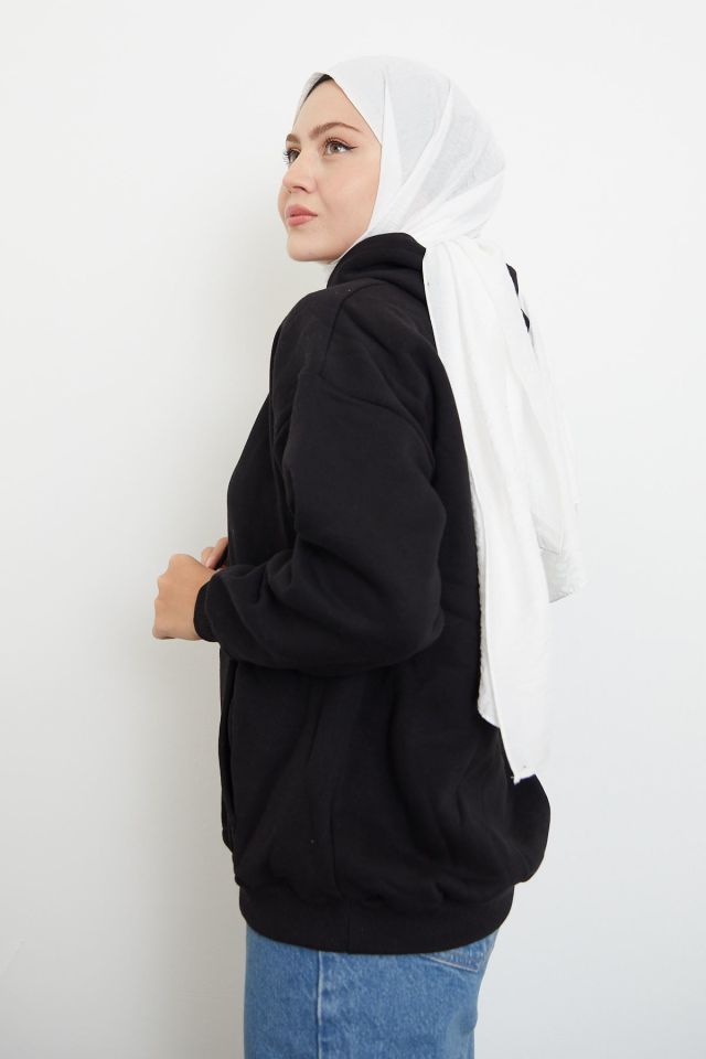 Ön Kanguru Cep Sweatshirt-Siyah