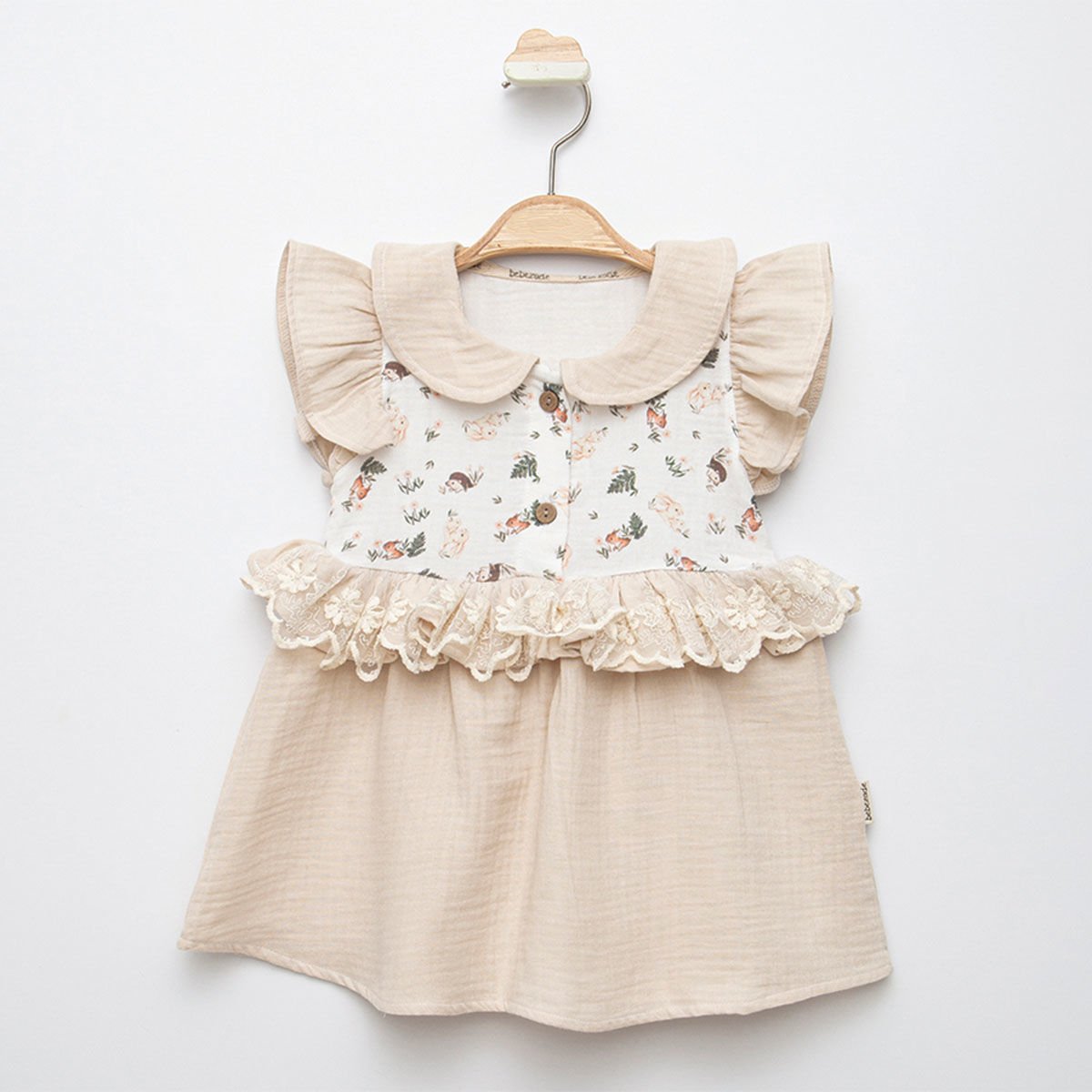 BEBEZADE KIZ 9-12-18-24 AY RABBIT PATTERN ELBİSE