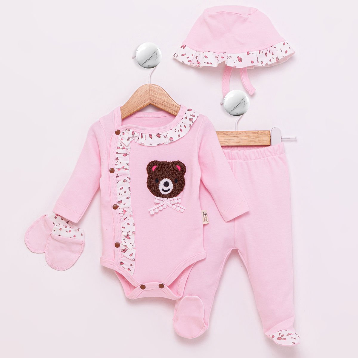 COŞAY BEBE KIZ 0-3 AY AYICIK SÜZENELİ 4LÜ SET