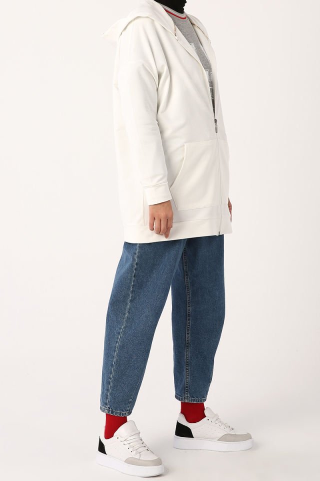 Fermuarlı Sweat Hırka EKRU