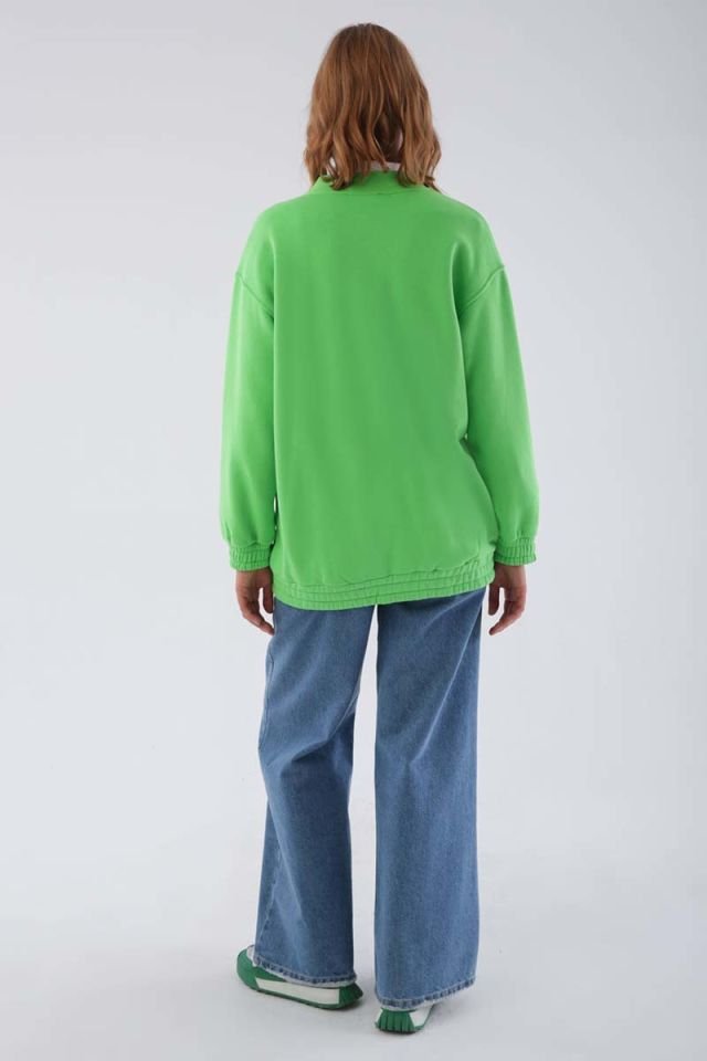 Neon Yeşil-Çıtçıtlı Fermuarlı Şardonlu HIRKA