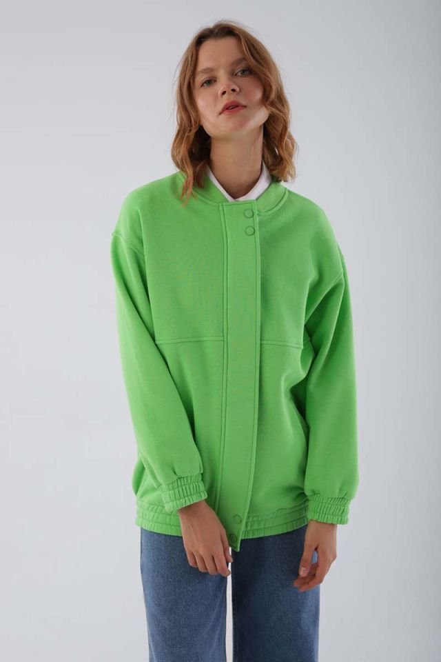 Neon Yeşil-Çıtçıtlı Fermuarlı Şardonlu HIRKA