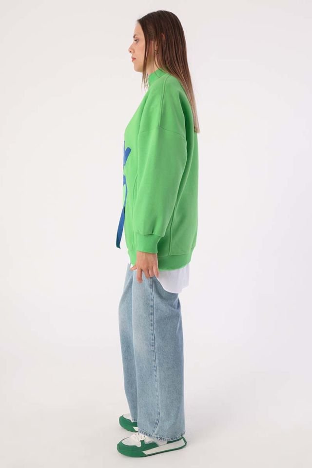 Neon Yeşil-Oversize Şardonlu Şerit