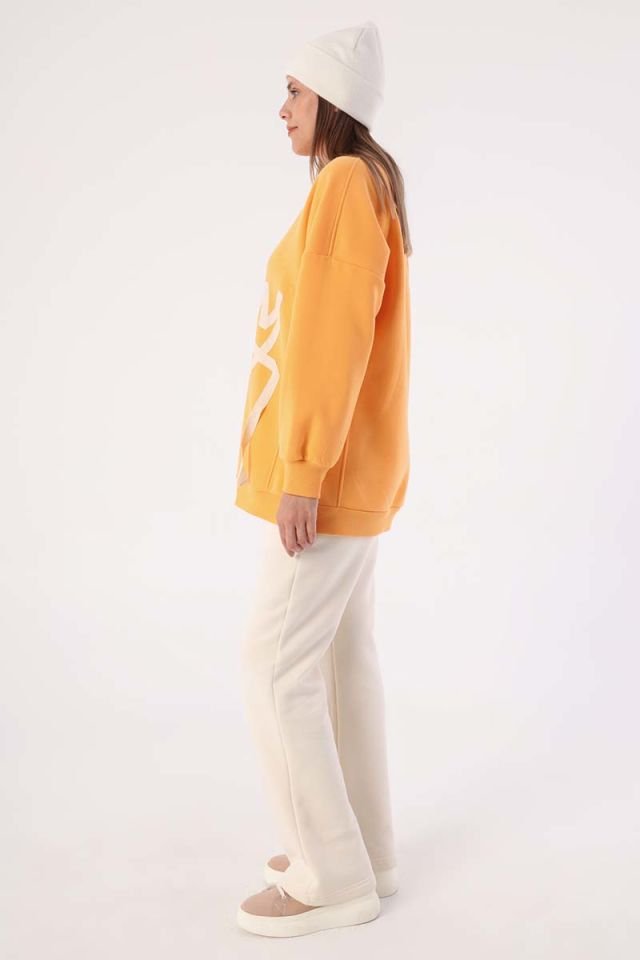 Turuncu-Oversize Şardonlu Şerit Detaylı