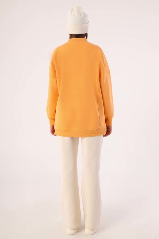 Turuncu-Oversize Şardonlu Şerit Detaylı
