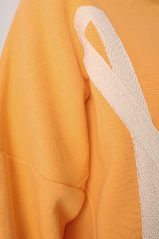 Turuncu-Oversize Şardonlu Şerit Detaylı
