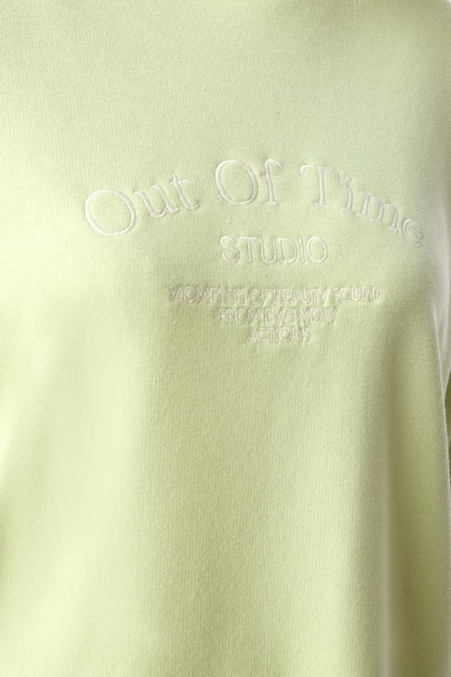 Açık Yeşil-Oversize Nakışlı Sweatshirt