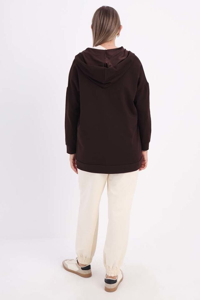 Siyah-Oversize Nakışlı Sweatshirt -