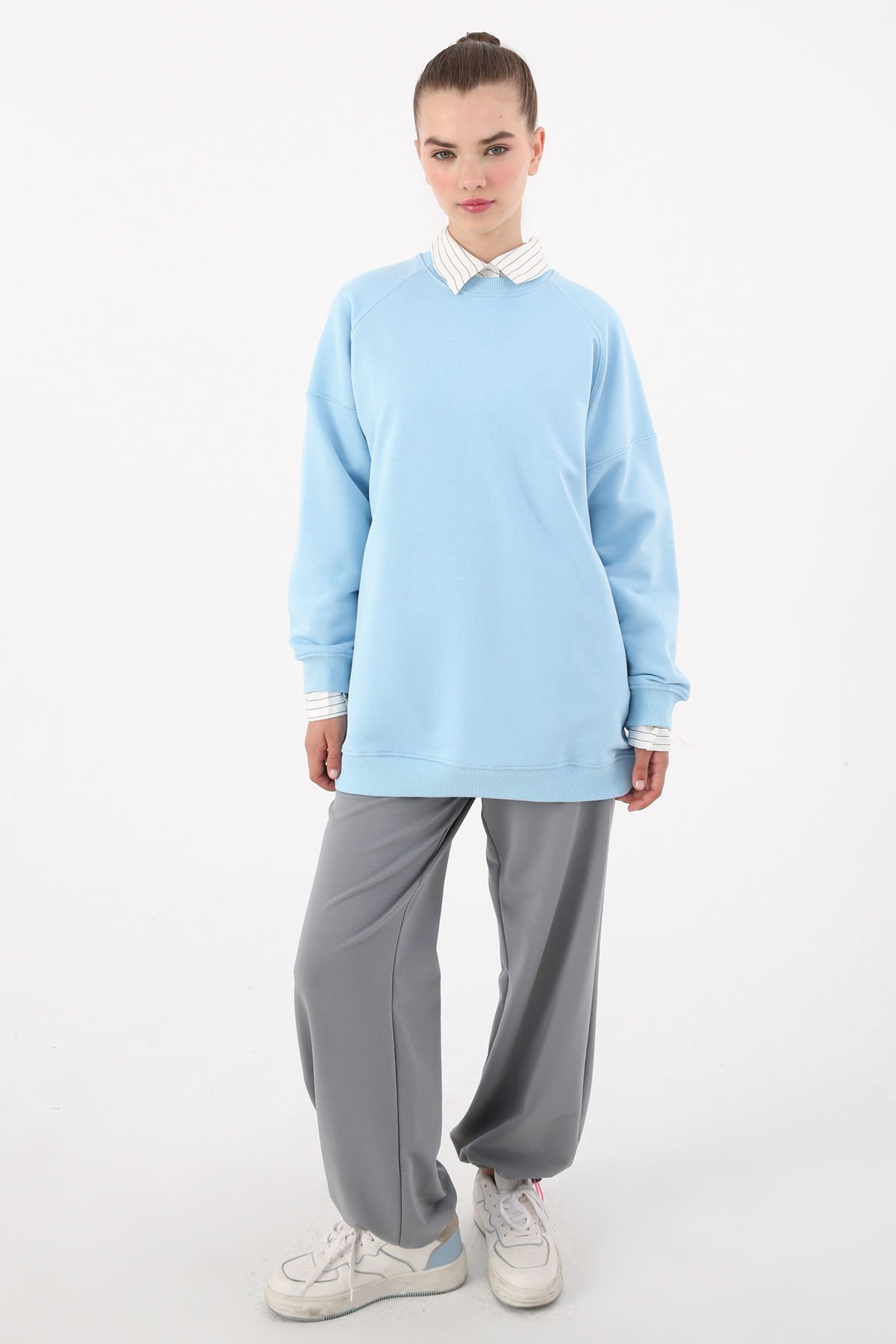 Açık Mavi-3 İplik Oversize Basic