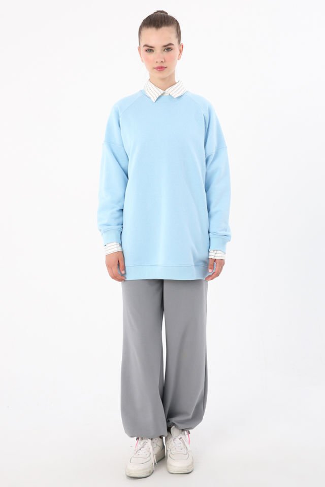Açık Mavi-3 İplik Oversize Basic