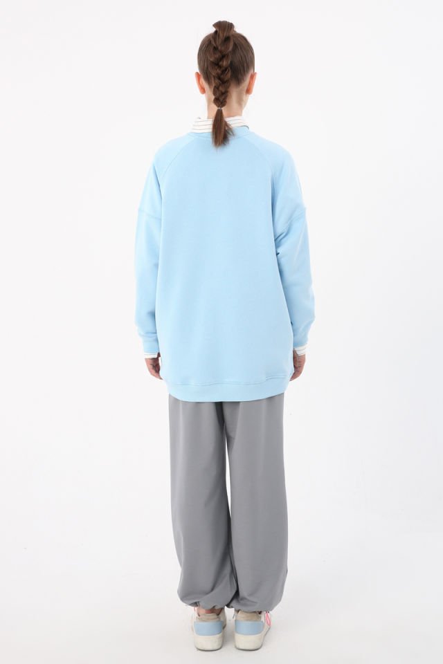 Açık Mavi-3 İplik Oversize Basic