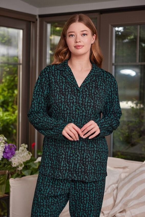 ZEYLAND Kadın Gömlek Yaka Düğmeli Pijama Takımı