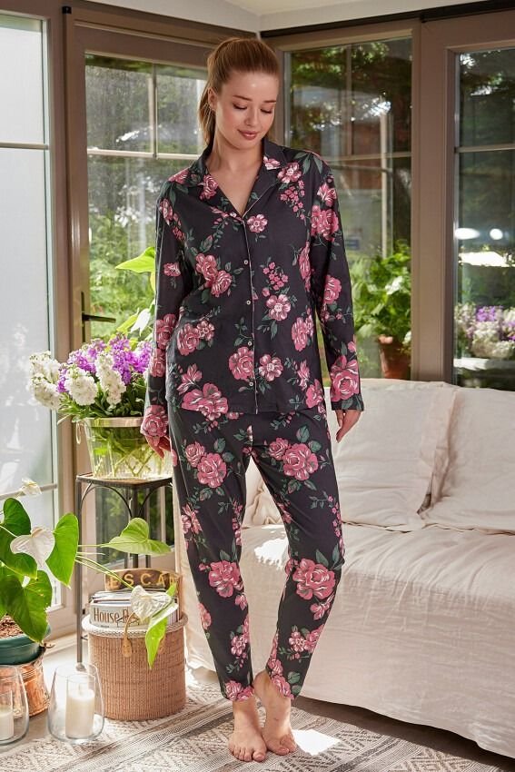 ZEYLAND Kadın Gömlek Yaka Düğmeli Pijama