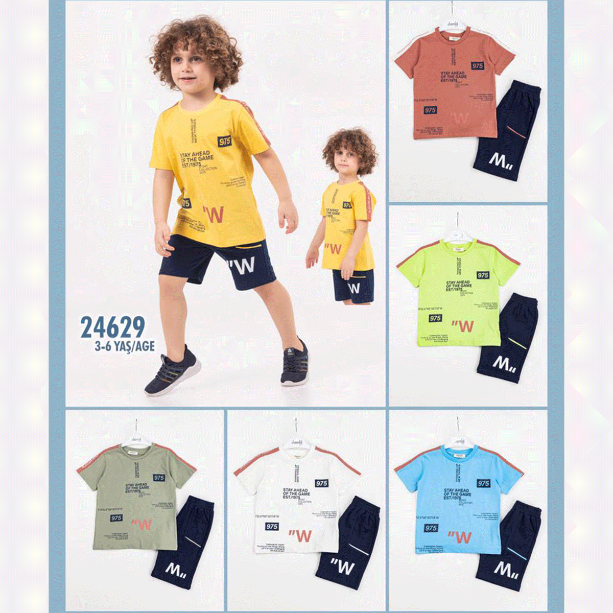 DAMLA BEBE ERKEK 3-4-5-6 YAŞ 975 BASKI TAKIM   (TİŞÖRT YEŞİL VE SARI SEÇENEKLERİ VARDIR)