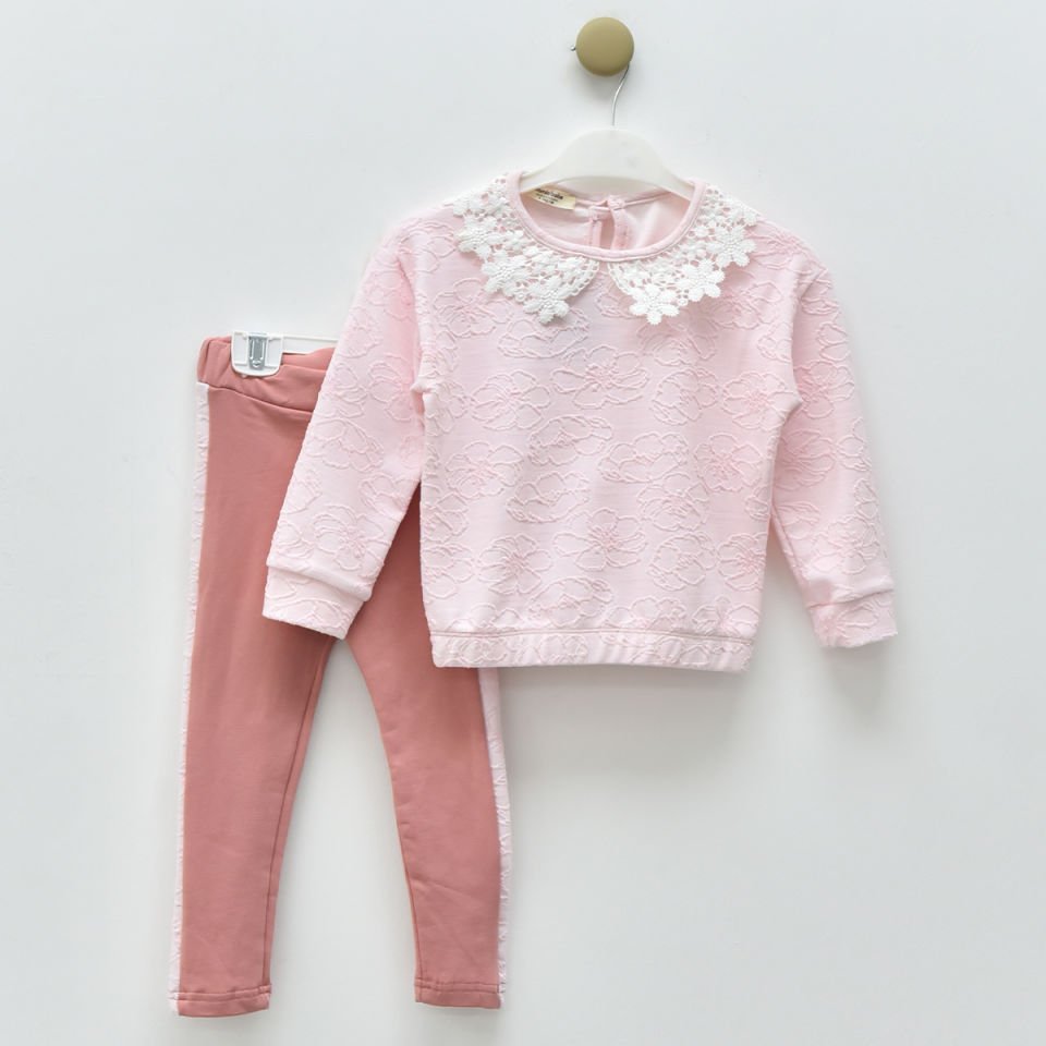 DAMLA BEBE KIZ 3-4-5-6 YAŞ DANTELLİ BRODELİ TAKIM