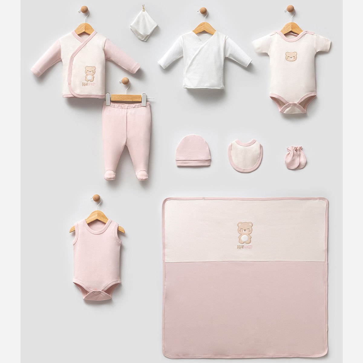 BİP BABY KIZ 0-3 AY BEAR LOVED NAKIŞLI 10LU SET