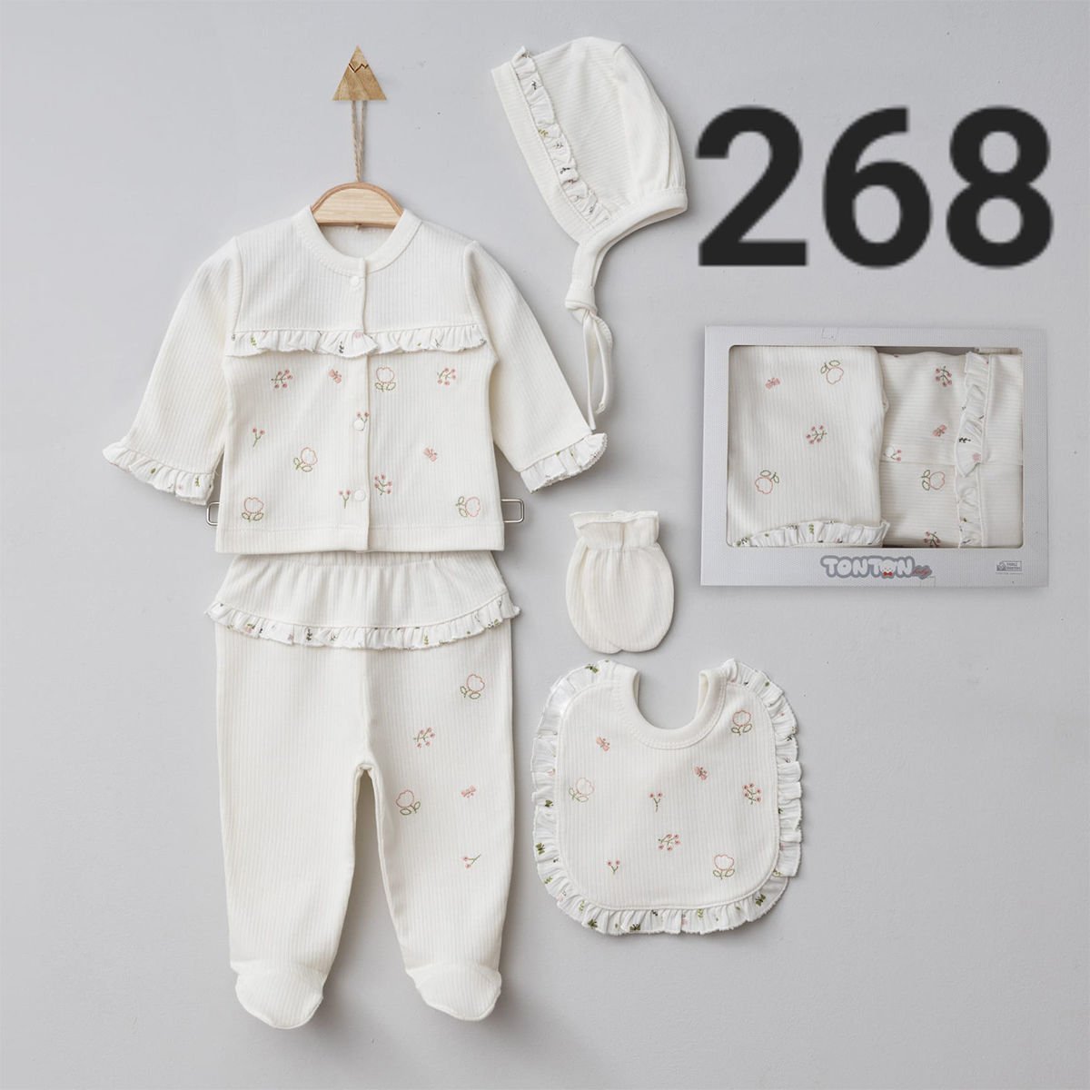 TONTON BEBE KIZ 0-3 AY ÇİÇEKLİ FIRFIRLI 5Lİ SET
