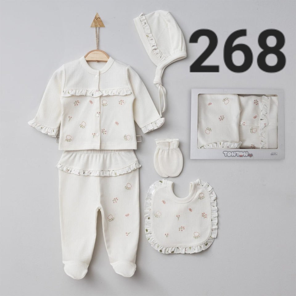 TONTON BEBE KIZ 0-3 AY ÇİÇEKLİ FIRFIRLI 5Lİ SET