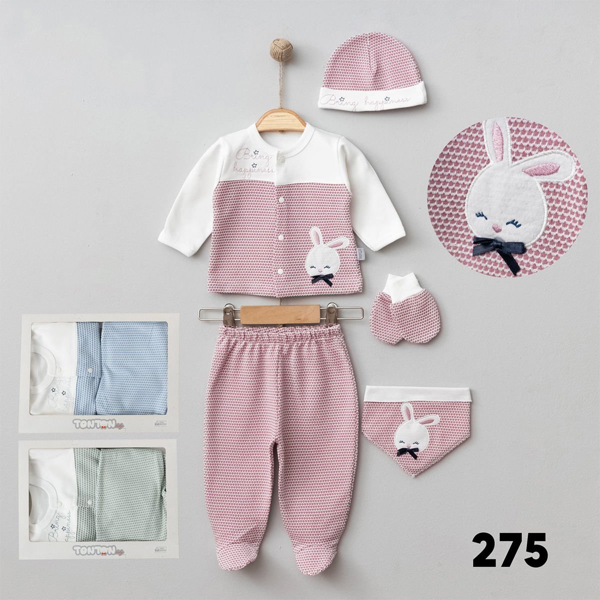 TONTON BEBE UNISEX 0-3 AY BUNNY HAPPINESS 5Lİ SET