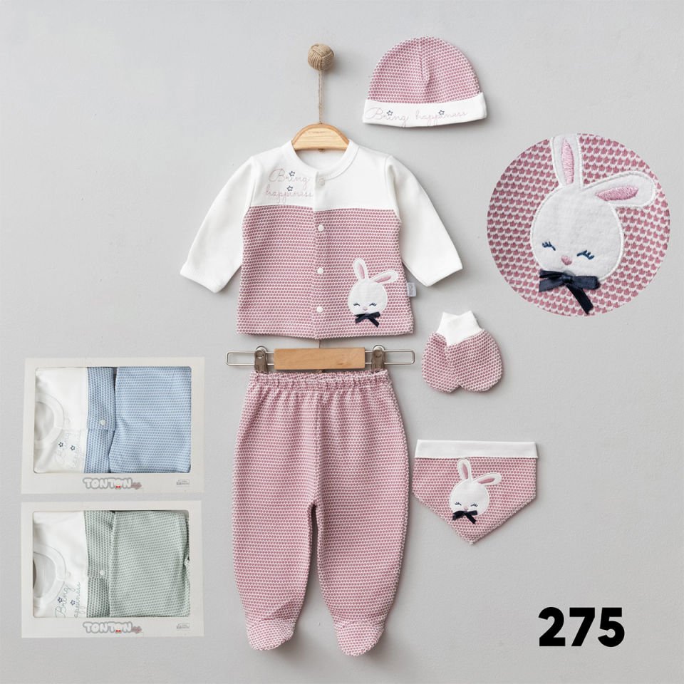 TONTON BEBE UNISEX 0-3 AY BUNNY HAPPINESS 5Lİ SET