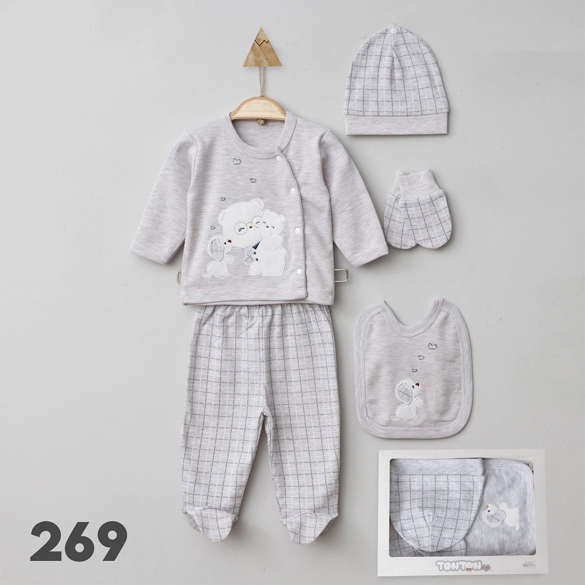 TONTON BEBE UNISEX 0-3 AY AYICIKLI KÖPEKLİ 5Lİ SET