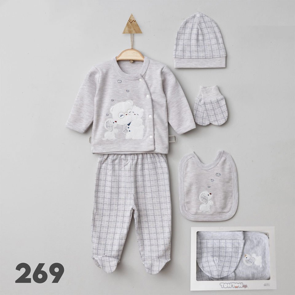 TONTON BEBE UNISEX 0-3 AY AYICIKLI KÖPEKLİ 5Lİ SET