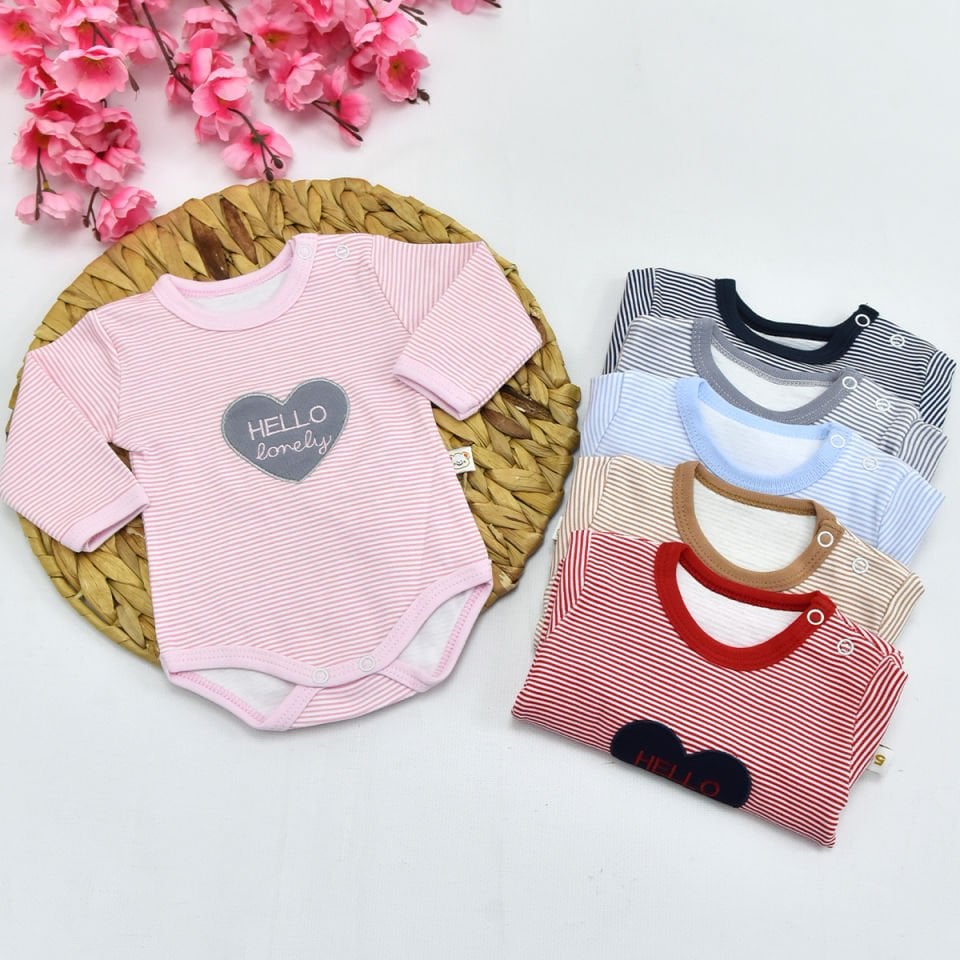 MİNİSSE UNISEX 3-6-9-12-18 AY HELLO LOVELY BODY  (FOTODAKİ PEMBE ÜRÜN GÖNDERİLECEKTİR)