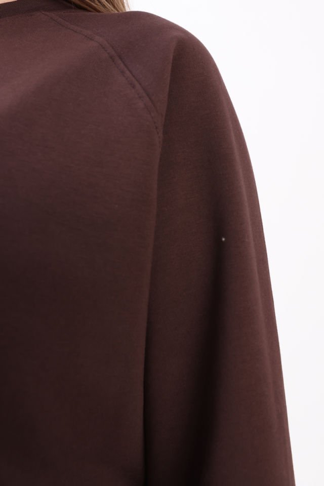 Acı Kahve-Bisiklet Yaka Reglan Kol Sweatshirt
