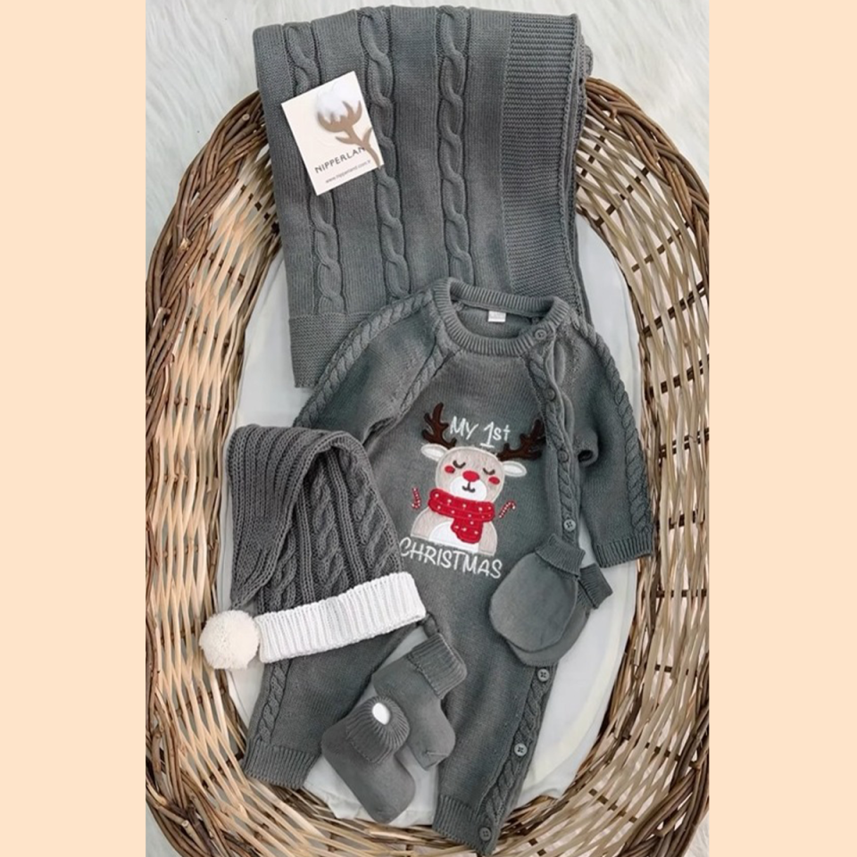NİPPERLAND UNISEX 0-3 AY CHRİSTMAS 5Lİ SET     --MADE İN İYALY--